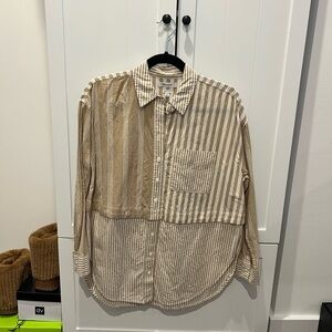 Madewell Beige Stripe Button Down Shirt